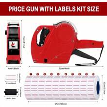 MX-5500 8 Digits Price Tag Gun With 10000 Sticker Labels And 10 Ink Refill, Label Maker Pricing Gun Kit Numerical Tag Gun For Office, Retail Shop, Grocery Store, Organization Marking