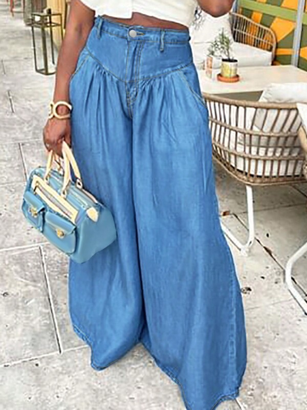 Women's Casual Wide Leg Long Pants - Fashionable And Versatile Loose Fit Trousers For Daily Wear And Work -And Stylish