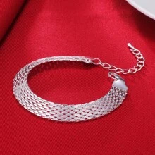 Hot New 925 Sterling Silver Plated Bracelets For Women Exquisite Fashion Weaving Chain Fashion Wedding Party Christmas Gifts Jewelry