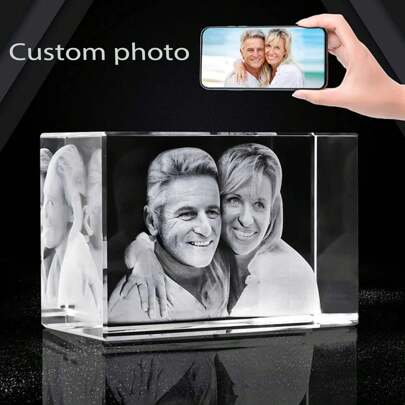 1pc Personalized Photo 3d Crystal Ball , Customized 3d Holographic Photo Etched Inside The Crystal, With Your Own Photo Gifts Birthday Graduation