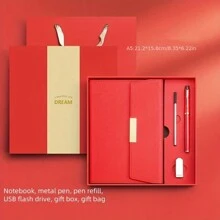 Cuaderno de negocios plegable con logo personalizable, tapa, caja de regalo, diario de reuniones de oficina, juego de útiles escolares - verde claro - Ver 3