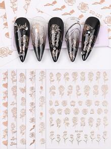 6 Tờ Hình Dán Móng Tay 3D Hoa Hồng Lãng Mạn, Hoa Valentine, Thỏ, Hiệu Ứng Sơn Kim Loại, Hình Dán Tự Làm, Trang Trí Móng Tay, Dụng Cụ Làm Móng, Hình Dán Móng Tay - Hoa hồng vàng - Xem 2