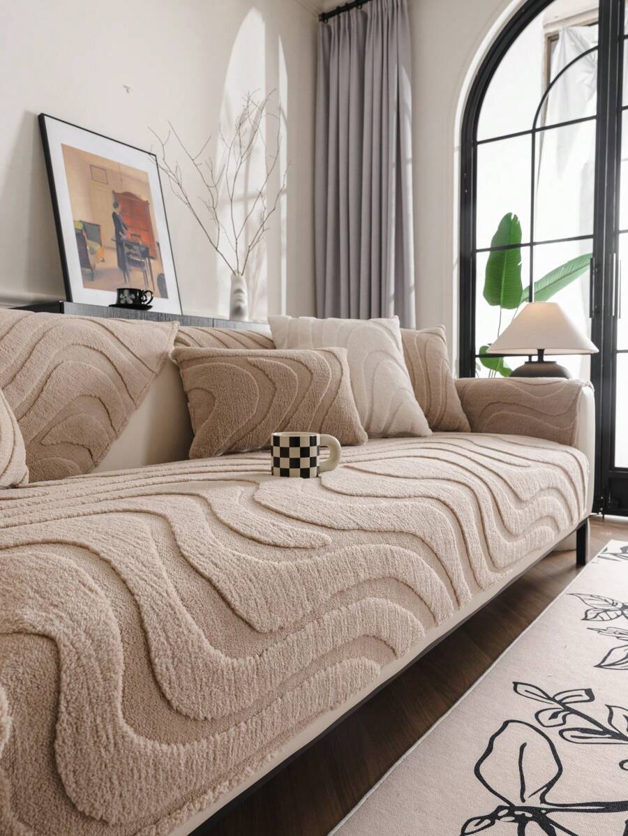 1 Stück einfacher & modischer Sofakissenbezug, dicke, hautfreundliche Plüsch-Sofaüberzug für Herbst/Winter, eleganter europäischer Luxus-Sofasitzpolster, rutschfest, staubabweisend, kratzfest für Sofaschutz, geeignet für Wohnzimmer, Schlafzimmer, Büro, Club, Party, 1-4 Sitzer Sofa, L-förmiges Sofa