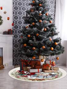 1 件红色圣诞树裙，48 英寸圣诞树裙，饰有驯鹿和雪花图案，乡村风格圣诞树裙，非常适合圣诞装饰品，农舍风格圣诞树裙，适合圣诞装饰和节日派对礼品。最佳礼物，生日家居装饰，房间装饰，冬季圣诞装饰，家居圣诞礼物，圣诞装饰 - 彩色 - 查看 5