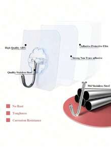 5/10/20/30/50 szt. Półprzezroczystych, wytrzymałych samoprzylepnych haczyków, nie wymaga wiercenia. Do ubrań, przyborów kuchennych i łazienkowych.