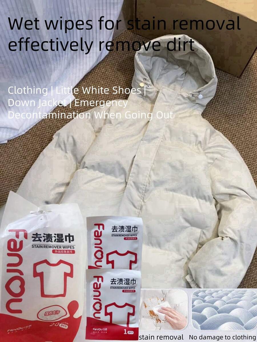 Lingettes humides portatives pour enlever les taches sans rinçage, vêtements, doudounes