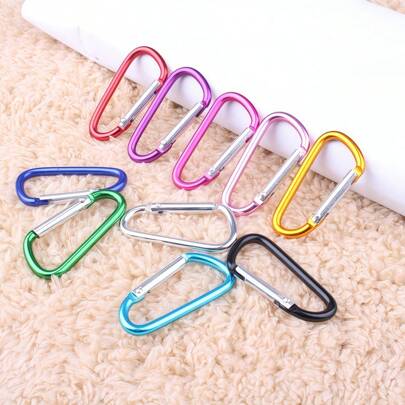 10个/1个彩色铝合金登山扣，多功能D形环钩，户外弹簧攀岩扣