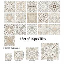 16pcs Mandala Pattern Tile Decals, Self-Adhesive Waterproof And Oil-Resistant PVC Stickers For Kitchen - Multicolor - View 6