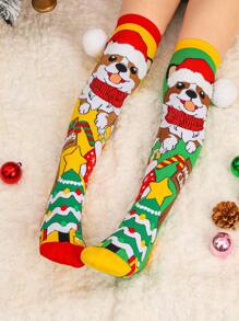 1 Pair Of Red And Green Christmas Socks Are Cute, Suitable For Christmas Parties And Suitable As Christmas Gifts
