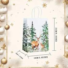 12 piezas de bolsas de regalo de invierno con diseños de coronas, ciervos, copos de nieve y árboles en blanco para el Día de San Valentín, bodas y cumpleaños