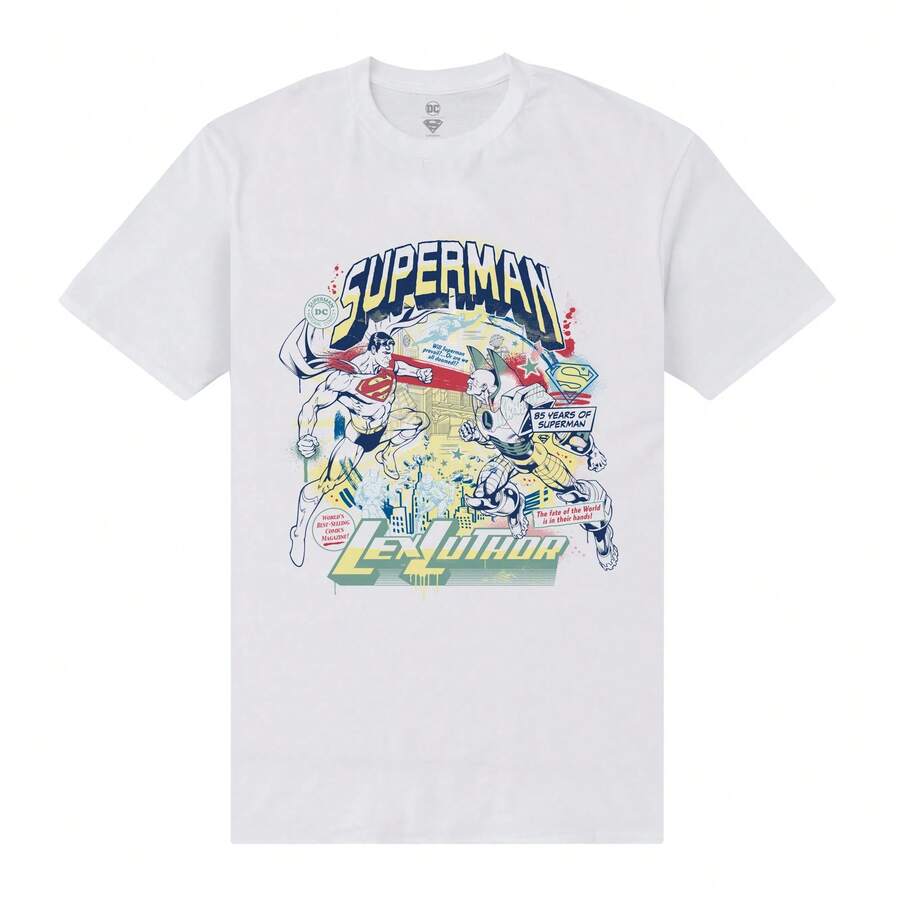 DC Comics Unisex Adult Lex Luthor T-Shirt - 100% Ringspun Cotton - 185gsm - (PN666) - White - View 1