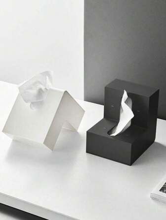 1個 L字型 PP プラスチック ティッシュボックス、クリエイティブな両面ティッシュペーパーホルダー、リビング、書斎、バスルーム、キッチン、寮、オフィス、会議室、カフェ、デザート店などに適しています。ホーム、キッチン、寝室、リビング、ダイニングルームのインテリアアクセサリー、装飾ボックス、女性の結婚祝いのギフト、夏の旅行や休暇に必需品。