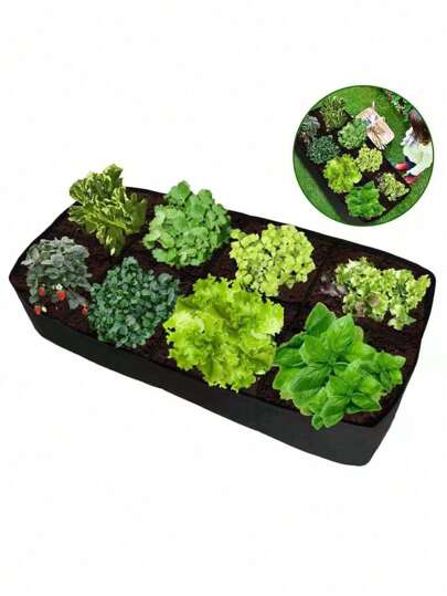 1 件 128 加仑 8 隔间花园种植袋 - 3x6 英尺透气织物高架床，适合蔬菜和花卉 - 耐用户外花盆，适用于露台温室，方便的城市园艺容器