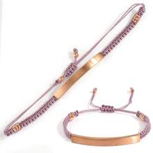 1 pièce Bracelet corde tressée fait main personnalisé, bracelet en pierre gravé personnalisé, convient pour le port quotidien, l'anniversaire de couple, la Saint-Valentin, l'anniversaire, les festivals, cadeau de couple de la Saint-Valentin, argent, stylé, coloré, vintage, simple, unisexe, décontracté, mignon, personnalisé, unique, idéal pour lui, idéal pour elle, elle, petit ami, petite amie, papa, maman, famille, amis, pour les anniversaires, pour les anniversaires, pour la remise des diplômes, pour le bal de promo, pour la fête, cadeaux pour la fête des mères