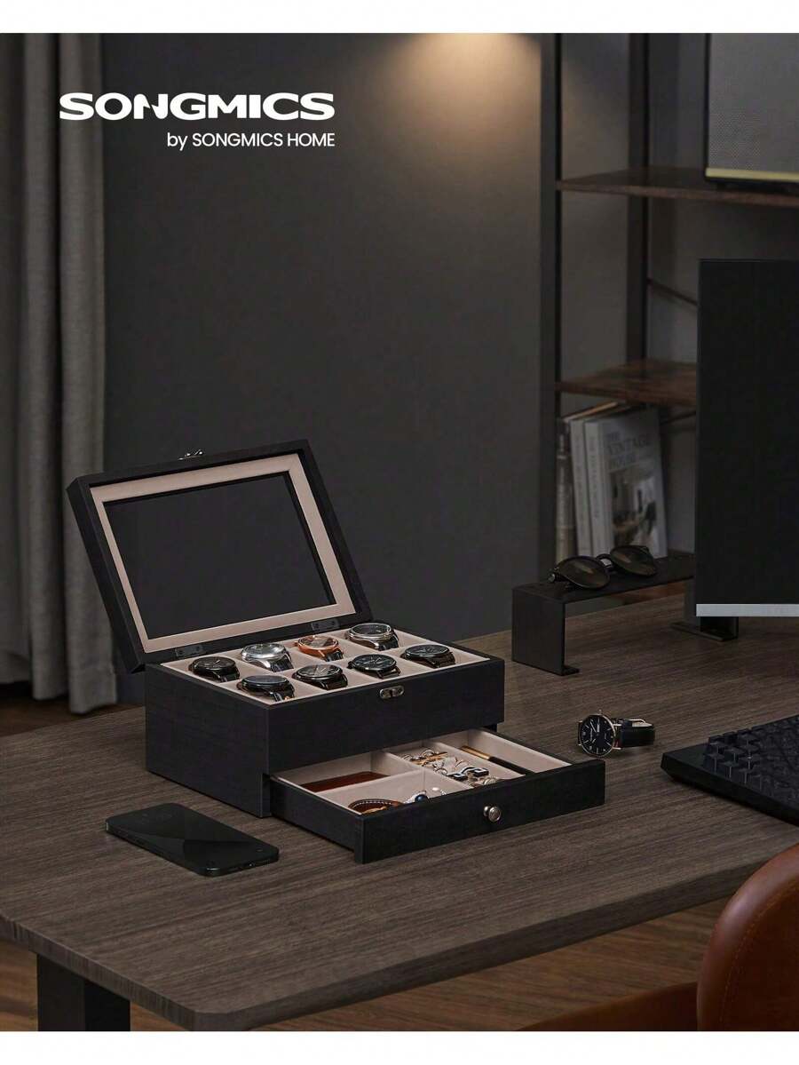 SONGMICS Watch Boxes & Organizers Back To School Dormitory Storage - Black - View 1