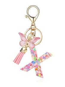 1pc Monograma Letra Inicial Chaveiro Bonito Borboleta Chaveiro Anel Para Carteira Bolsa Fone De Ouvido Estojo Presente Chaveiro Acessórios Pequenos Presentes Y2K