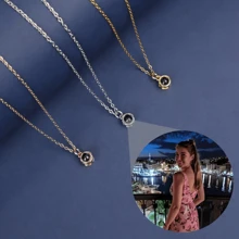 1pc Custom Personalized Photo Projection Pendant Necklace, Round Charm Gift For Anniversary, Valentine's Day, Wedding, Girlfriend - Customized Photo Necklace - View 5
