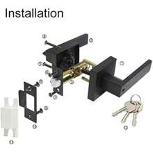 2 Pack Square Entry Door Lever Stainless Steel Exterior Flat Reversible Door Handle Security Front Door Lock Set Black - EntryKeyLock(DifferentKeys) - View 6