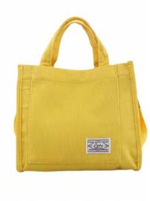 Women's Square Velvet Crossbody Bag [6004] - Yellow - View 1