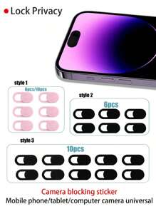 4 piezas/6 piezas/10 piezas Pegatinas de privacidad negras/rosas para la cámara de teléfonos, computadoras y tabletas