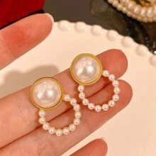 5 pièces Set d'Boucles d'oreilles à tige minimaliste, vintage, bicolore, en forme de cœur creux avec faux perle, de luxe et uniques, pour la Saint-Valentin