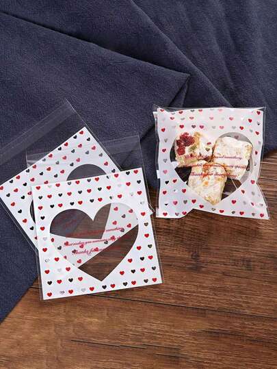 Valentine's Day Love Hollow Cookie Bag Kitchen Baking Food Packaging Bag Dessert Candy Cookie Packaging Bag Party Packaging Gift Bag., Valentine Day
