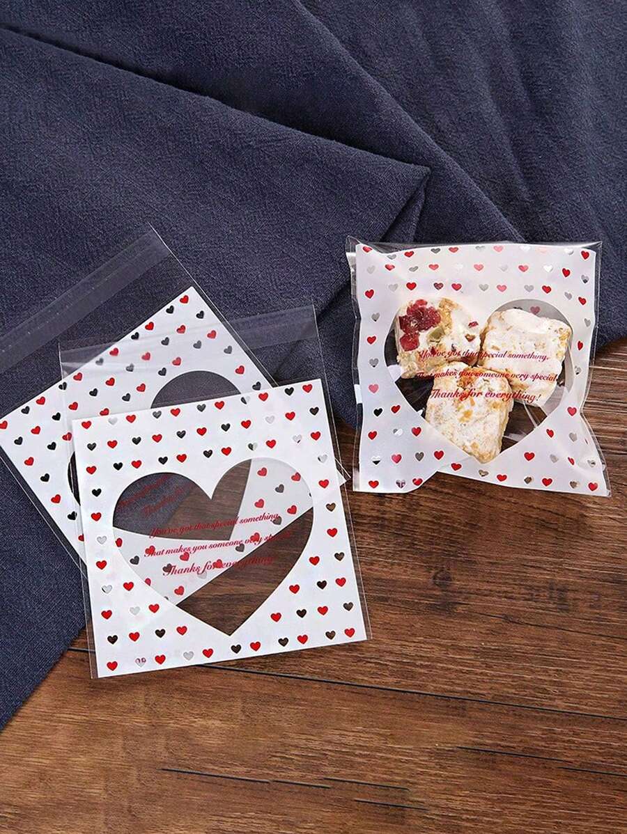 Valentine's Day Love Hollow Cookie Bag Kitchen Baking Food Packaging Bag Dessert Candy Cookie Packaging Bag Party Packaging Gift Bag., Valentine Day