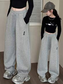 Girls Casual Loose Pants, Fashion Versatile Straight Leg Trousers For Tween Girl, Suitable For Autumn & Spring