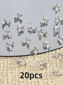 klimonla Mini Butterfly Nail Accessories Zirconia Nail Rhinestone Accessories Light Luxury Super Flash Alloy Silver Metal Accessories Small Steel Balls Nails Nail Supplies Nails Nail Charms Nail Gems