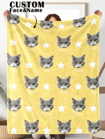 1pc Customized Face/Name Blanket, Personalized Face/Name Blanket For Christmas Gifts, Personalized Christmas Bedding Blanket, Dinosaur Background Blanket, Blanket Use For Bedding/Sofa/Indoor/Outdoor, For Mother's Day, For Birthdays, For Valentine's Day, For Graduation, For Father's Day, For Weddings, For Housewarming, Sofa, Bed, Car, Tea Room, Bedroom, Bathroom, Living Room, Dining Room