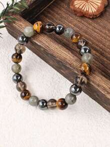 1 chiếc vòng tay bảo vệ Bohemia dành cho nam giới, đá mắt hổ, đá Labradorite và đá Hematite, tượng trưng cho lòng can đảm, sự tập trung, thịnh vượng, may mắn và thành công, trang sức thiền định, quà tặng cho gia đình và bạn bè. - Nhiều màu - Xem 2