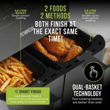 7.6L Vortx Dual Basket Air Fryer With 6 Pre-Set Functions - Grey - View 3