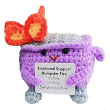 Creative Crochet Plush Gift, Cute Mini Desktop Decor, Comes With Positive Card, Room Decoration, Suitable As Encouragement Gift For Friends And Colleagues, Christmas And Halloween Gift