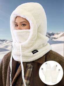 1 pieza Gorro de punto con bufanda y guantes, gorro con orejeras cálido y a prueba de viento para actividades al aire libre, uso casual, vacaciones, senderismo, esquí, accesorio de invierno, atuendos de invierno