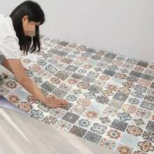 1卷厨房防油膜灶台瓷砖墙贴3d立体亮面浴室贴纸防水厨房铝塑板客厅电视背景贴纸壁纸房间装饰家居装饰墙面装饰浴室装饰卧室装饰房间装饰用品客厅装饰家居装饰客厅墙纸 - 彩色 - 查看 2