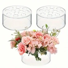 1pc Minimalist Acrylic Flower Vase, Simple Home Wedding Tabletop Round Transparent Flower Box, Mother's Day Floral Decor Gifts Birthday Graduation Home Decor Room Decor Glass Vase - Multicolor - View 3