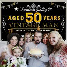 1pc Happy 50th Birthday Banner Decoration For Men, Vintage Black & Gold 50th Birthday Background Sign Party Supplies, 50th Birthday Party Photo Backdrop Poster
