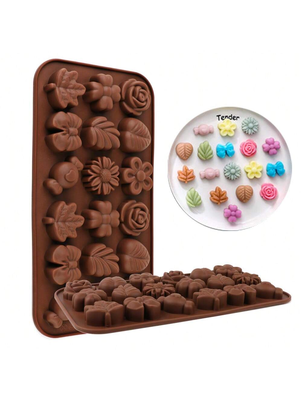 4 قطع/عبوة قوالب سيليكون على شكل زهرة، ورقة، وأورا...