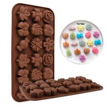 4pcs/Pack Flower, Leaf & Maple Leaf Shaped Silicone Chocolate Molds, Candy Molds, Ice Cube Trays, 3D DIY Jelly Gummy Truffle Cube Cake Baking Mold Kitchen Accessories - Coffee Brown - View 6