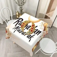 1pc Ramadan Themed Decorative Chandeliers And Crescent Printed Tablecloths, Dining Table Decorations, Rectangular Abstract Tablecloths For Picnics Or Holiday Parties, Room Decorations - Multicolor - View 8