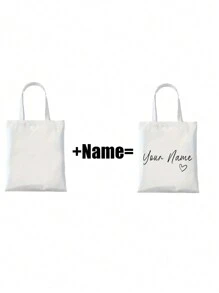 Custom Name Tote Bag, Elegant Canvas Large Tote Bag With Fixed Handle And, For Women, Personalized Floral Print, Lightweight Polyester Zipper Less Shoulder Bag, For Fitness, Work, Travel - Ideal Gift For Women Back To School Gifts, Pencil Case, Makeup Storage, Clothing Storage, Postman Must-Haves, Back To School Must-Haves, Birthday Gifts - Multicolor - View 5