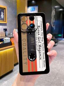 Camera 1pc Retro Cassette Tape Design Anti-Fall Cell Phone Case Compatible With Iphone/Compatible With Galaxy/Compatible With Infinix/Compatible With Redmi/Compatible With OPPO/Compatible With VIVO/Compatible With Realme,International Version, Not The Domestic Version - Black - View 3