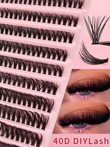 40D 200 Clusters Lashes , D Curling Volume Individual Lashes Extensions, Wispy Lashes Cluster DIY At Home ( D-10-16 Mix ) Grafting Lashes 0.07mm Makeup Cat Eye Lash Lash Clusters,Eye Lash Clusters,Individual Eyelashes,Lashes,Fake Lashes