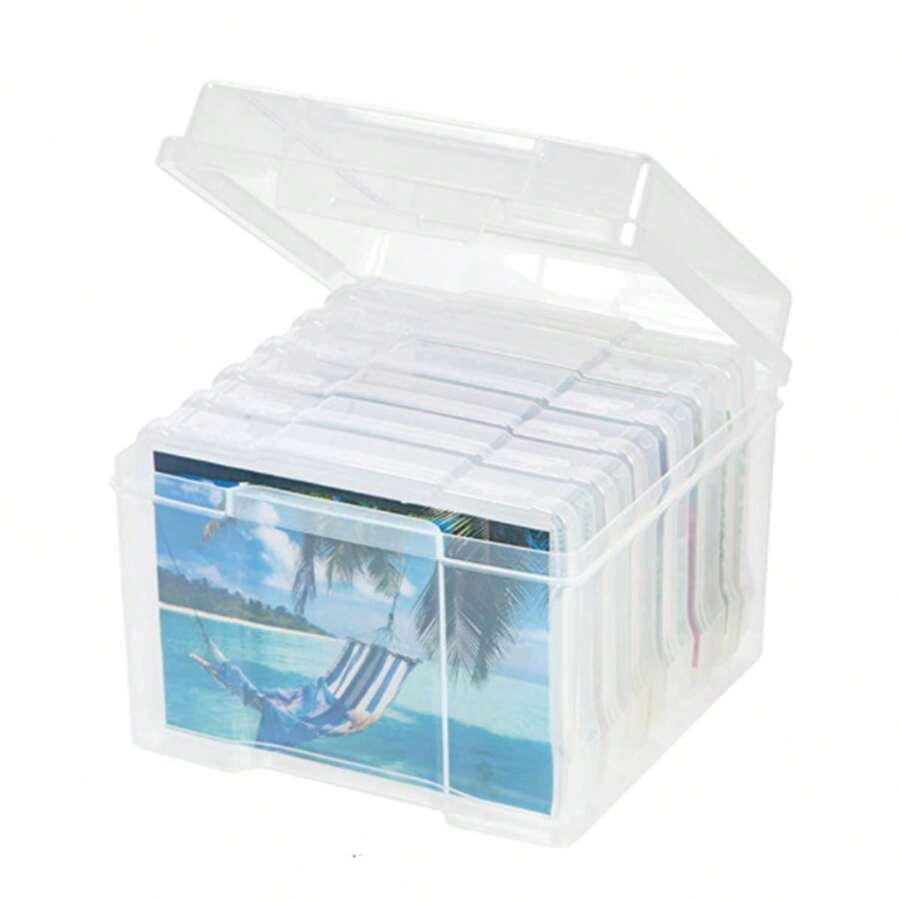 NetHong Compact Photo Storage Box For Organization Holds 5x7 Inch Photos 6 Cases Back To School - Transparent - View 1