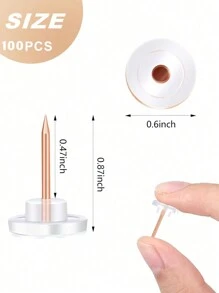 50pcs Plastic Push Pins, Standard Transparent Thumb Tacks With Steel Tips And Heads, Flat Transparent Push Pins For Cork Boards, Wall Hangings, Bulletin Boards (Transparent) Back To School