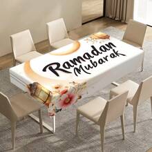 1pc Ramadan Themed Decorative Chandeliers And Crescent Printed Tablecloths, Dining Table Decorations, Rectangular Abstract Tablecloths For Picnics Or Holiday Parties, Room Decorations - Multicolor - View 6