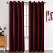 1 tấm hoặc 2 tấm rèm cửa có lỗ trên tùy chọn, rèm cách nhiệt cản sáng dệt ba lớp bằng vải cao cấp, rèm che tối cho phòng ngủ, phòng khách, nhà bếp, phòng ăn và tủ - Màu đỏ tía - rượu vang đỏ - Xem 42