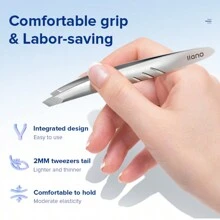 LLANO Colorful Tweezer For Eyebrow And Fine Hair , Hair Remover Hairs Puller, Stainless Steel Makeup Tools/Silver Straight Tip