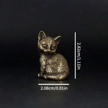 1 Mosiężna figurka kota, metalowa dekoracja retro, miniaturowa ozdoba krajobrazu
