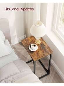 VASAGLE Set Of 2 C-Shaped Side Table, Bedside Table, Sofa Side Table, Coffee Table, With Metal Frame, Industrial, For Living Room, Bedroom, Rustic Brown And Black - Rust Brown - View 3